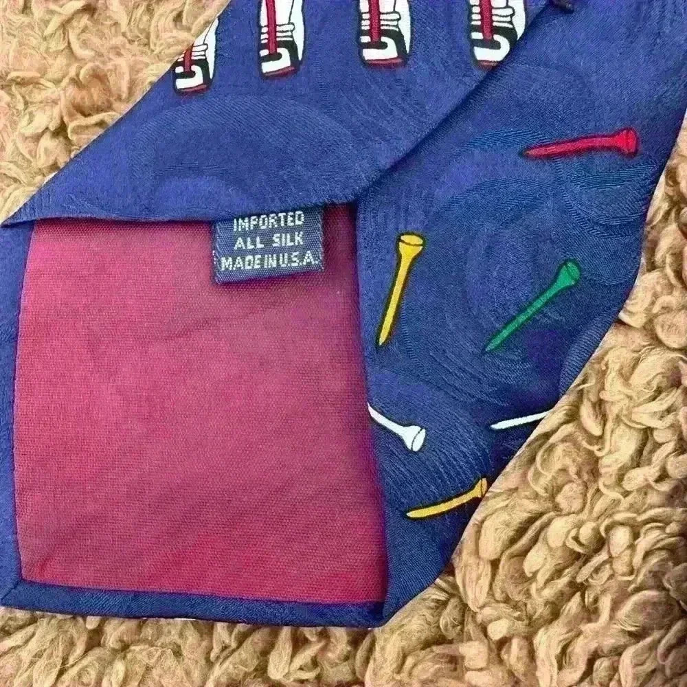 Surrey Tee Time Golf Tie | Made in USA Silk Necktie Golf Tees Novelty Print Blue - Picture 2 of 5